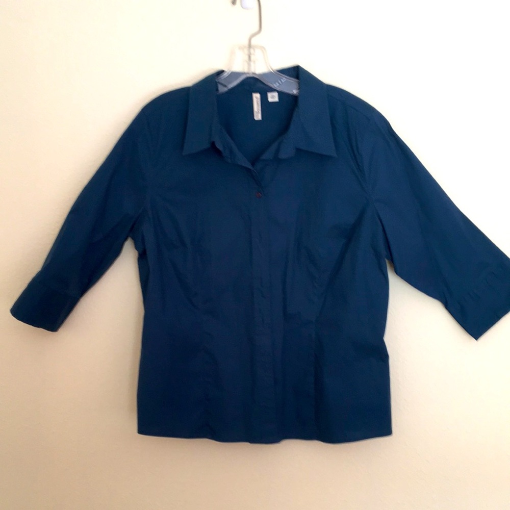 Blouses by St. Johns Bay XL Red Blue Plaid